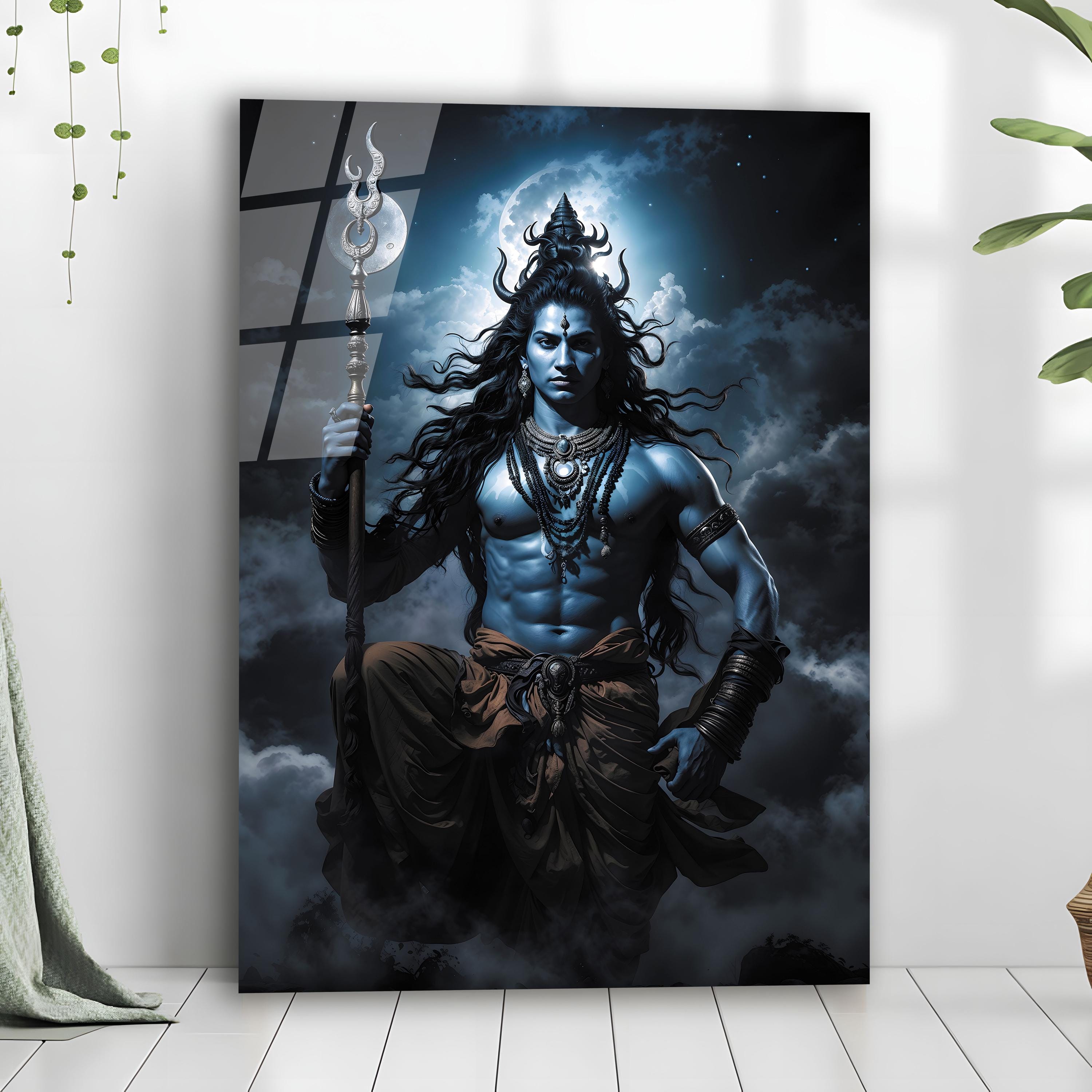 Lord Shiva Glass Wall Art, Hindu God Decor, Extra Large - Etsy