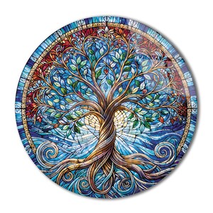 Tempered Glass Wall Art | Tree of Life Glass Decor| Stained Pattern | Life of Tree | Large Wall Art | Wall Hangings | Stained Pattern Image