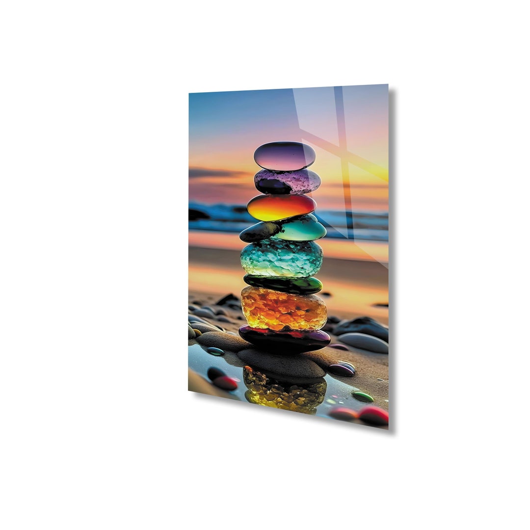 Zen Beach Stones Tempered Glass Wall Art, Spa Decor - Etsy