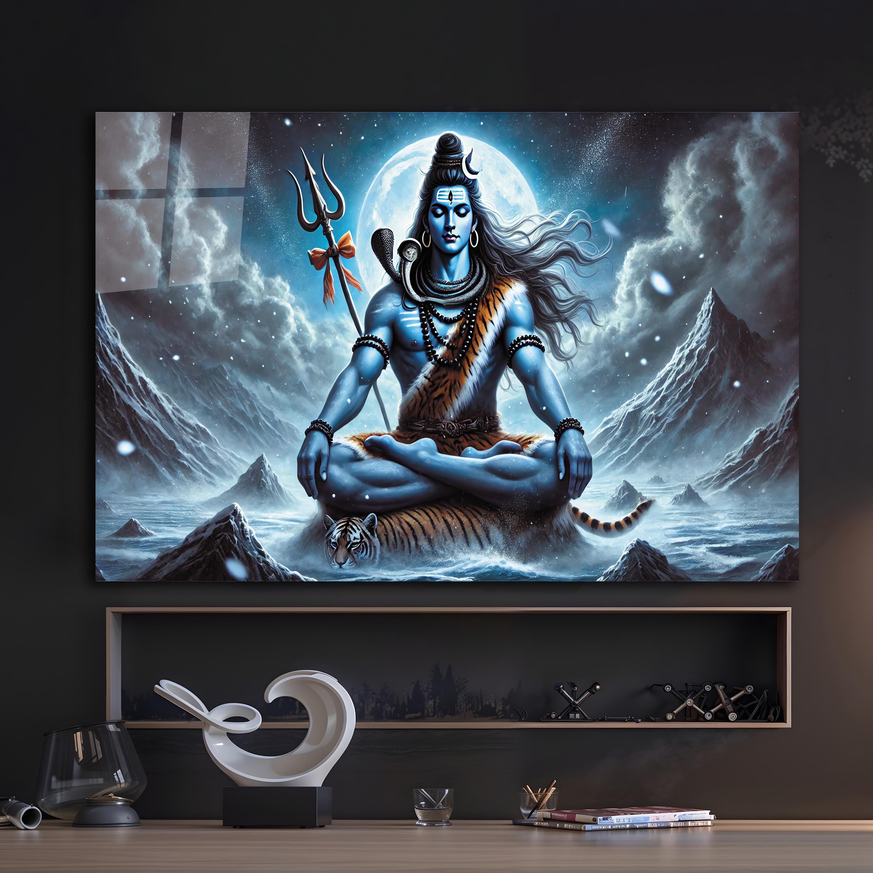 Lord Shiva Tempered Glass Wall Art, Hindu God Print - Etsy