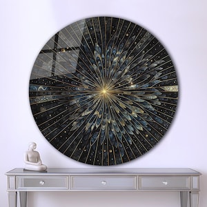 Tempered Glass Wall Art-Stained Look Round Wall Art Gift-Circle Wall Art-Tempered Glass Art-Glass Wall Decor-Abstract Glass Art-Round Decor