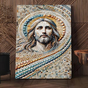 Mosaic Jesus Glass Wall Art, Christian Wall Decor, Jesus Stained Glass Art, Religious Wall Art, Christmas Gift, Gift For Her, New Home Gift