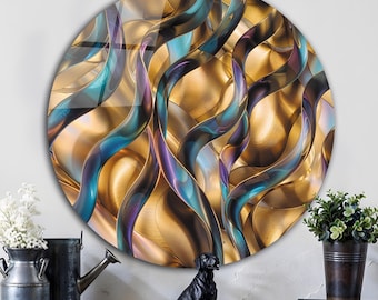 Abstract Tempered Glass Wall Art: Round Glass Printing Decor