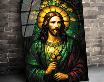 Jesus Tempered Glass Wall Art, Religious Gift