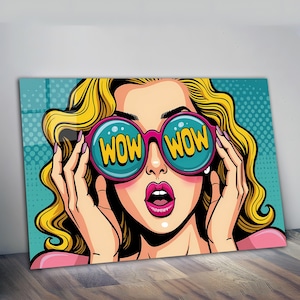 Pop Art Wall Art, Comic Pop Art, Woman WOW, Omg Shock Comic Style, Glass Print Decor, Woman Wall Art, Lip Wall Decor, POP ART Print