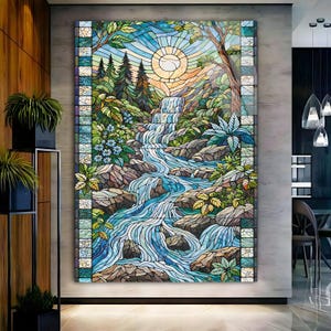 Waterfall Wall Art, Tempered Glass Wall Art, Glass Printing, Large Glass Wall Art, Modern Glass Art, Wall Hangings, Landscape Wall Art
