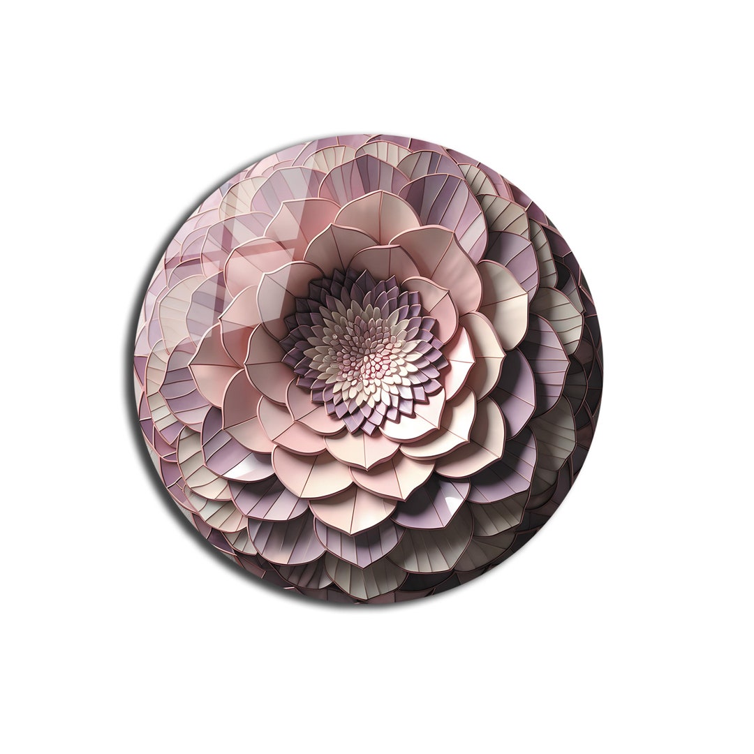 Colorful Flower Pattern Round Glass Wall Art, Modern Tempered Glass ...