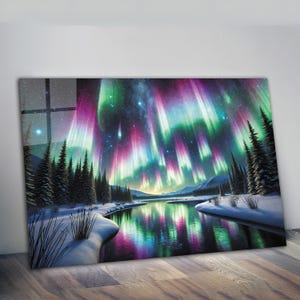 Gehärtetes Glas Wand Kunst-Panoramic Wand Kunst-Wand-Dekor--Glas Druck-Extra Große Wand Kunst-Wandbehänge-Mega Size Panorama Print, Aurora