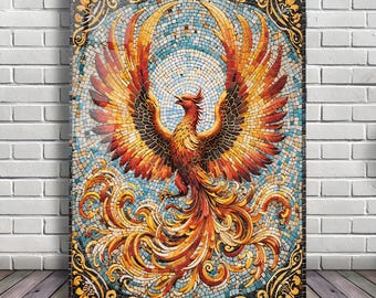 PHOENIXレア 7インチ DJ KOCO MURO レアグルーヴ 45s Phoenix Mosaic Tempered Glass Wall Art, Mythological Interior