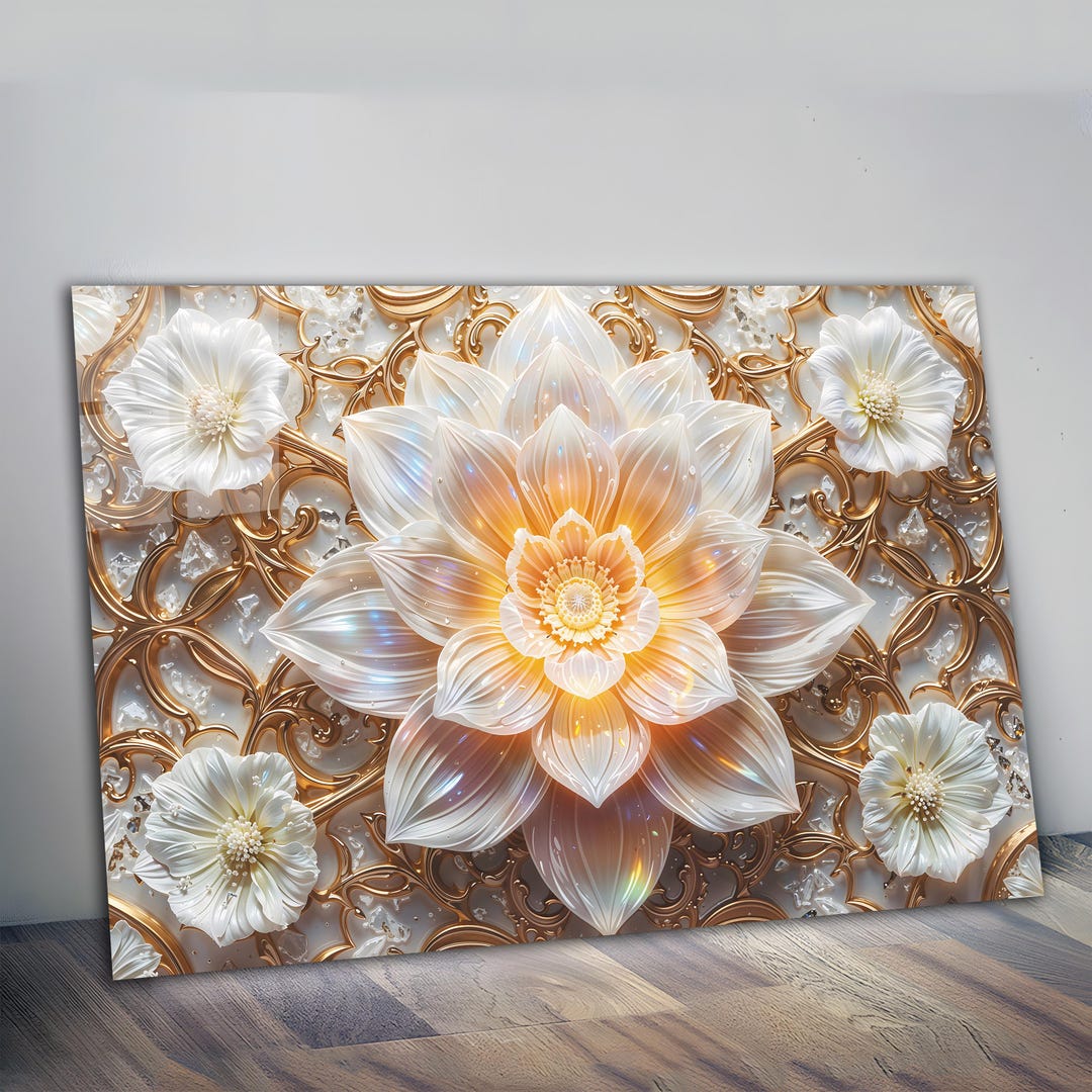 Gold Lotus Tempered Glass Wall Art, Spa Decor - Etsy