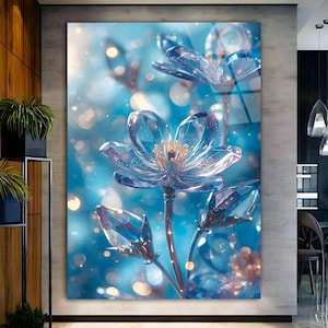 Modern glass wal art, Glass Summer flowers, Contemporary art, Glass panel, Tempered glass, office wall art, glass flowers, glass wall decor