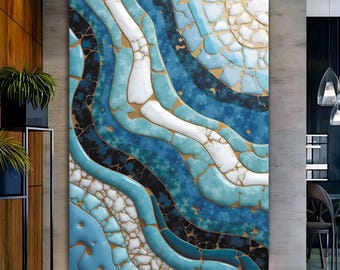 Ocean Wave Tempered Glass Wall Art, Coastal Decor