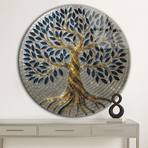 Silver Tree of life Tempered Glass Wall Art | Tree of Life Glass Decor| Stained Look | Large Wall Art | Wall Hangings |Stained Look Wall Art