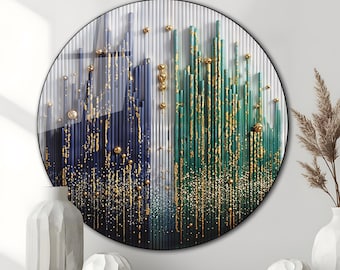 Abstract Tempered Glass Wall Art: Luxury Circle Decor
