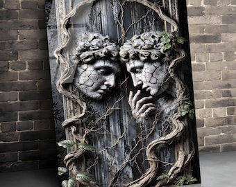 Tempered Glass Lovers Sculpture Wall Art, Modern Home Decor