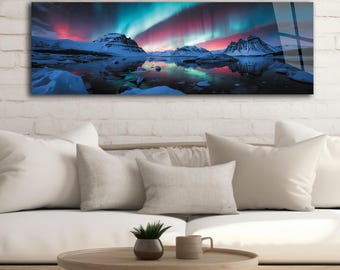 Panorama-Wandkunst aus gehärtetem Glas - Aurora Borealis Print