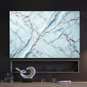 Blue White Abstract Marble Tempered Glass Wall Art, Blue White Marble Glass Wall Decor, Abstract Marble Glass Wall Hanging, Ready to Hang