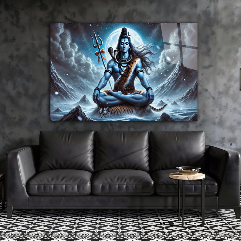 Lord Shiva Tempered Glass Wall Art, Hindu God Print - Etsy
