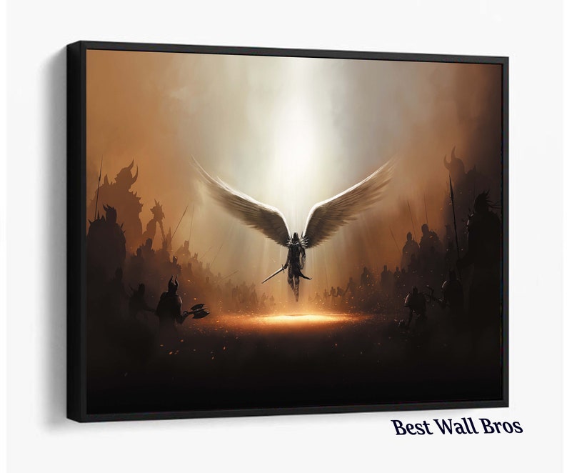 Archangel Michael Warrior Protector Biblical Saint Canvas Print Wall Art Picture
