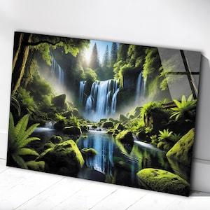 Waterfall Wall Art, Tempered Glass Wall Art, Glass Printing, Large Glass Wall Art, Modern Glass Art, Wall Hangings, Landscape Wall Art