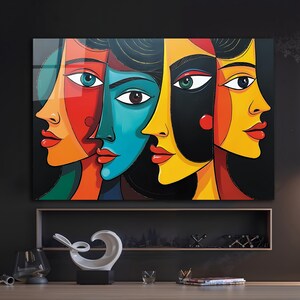 Pablo Picasso Inspired Wall Art, Tempered Glass Wall Art, Glass Printing, Large Glass Wall Art, Wall Hangings,Wall Art, Modern Stained Glass