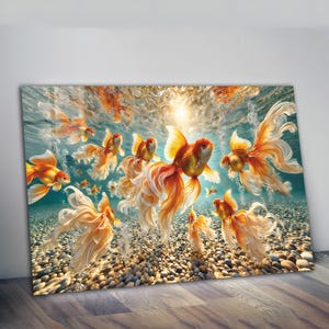 Koi Fish Glass Wall Art, Tempered Glass, Glass Printing, Japanese Koi Fish Wall Art, Animal Wall Art, Koi Fish Wall Decor,Aquarium Glass Art