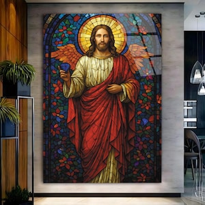 Jesus Tempered Glass Wall Art, Christ Wall Art, Jesus of Nazareth, Stained Glass Art, Glass Printing Wall Art Decor, Religious Wall Art Gift
