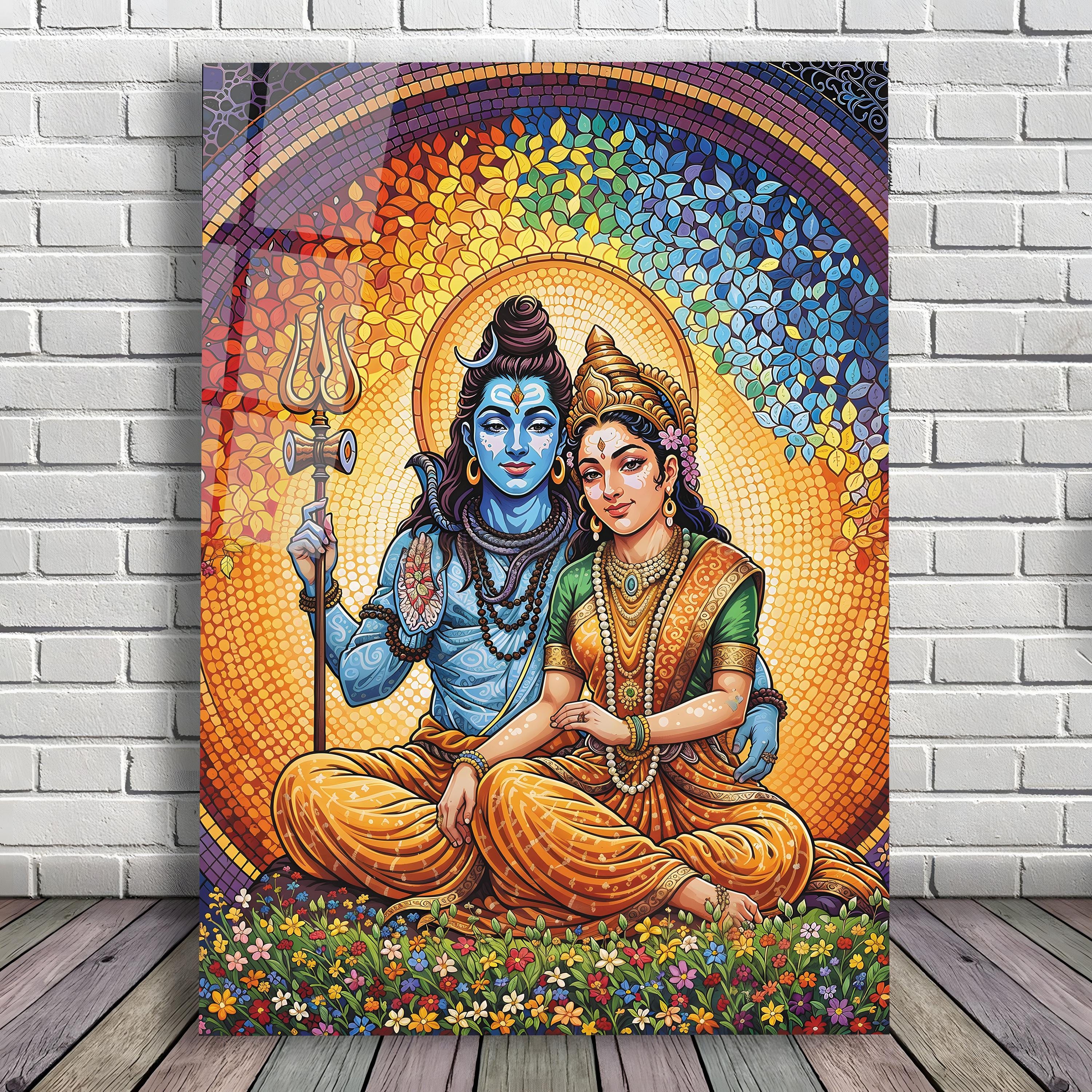 Shiva Parvati Tempered Glass Wall Art, Hindu God Decor - Etsy Israel