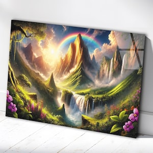 Waterfall Heaven Wall Art, Tempered Glass Wall Art, Glass Printing, Large Glass Wall Art, Modern Glass Art, Wall Hanging, Landscape Wall Art