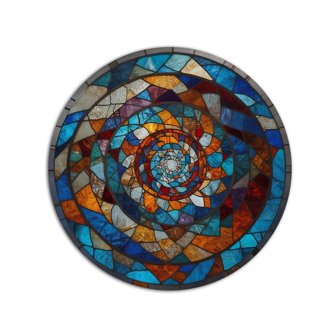 Tempered Glass Wall Art-stained Round Wall Art Gift-circle Wall Art ...