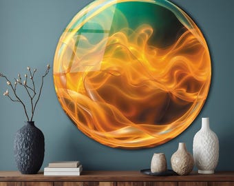 Round Tempered Glass Wall Art - Abstract Glass Printing
