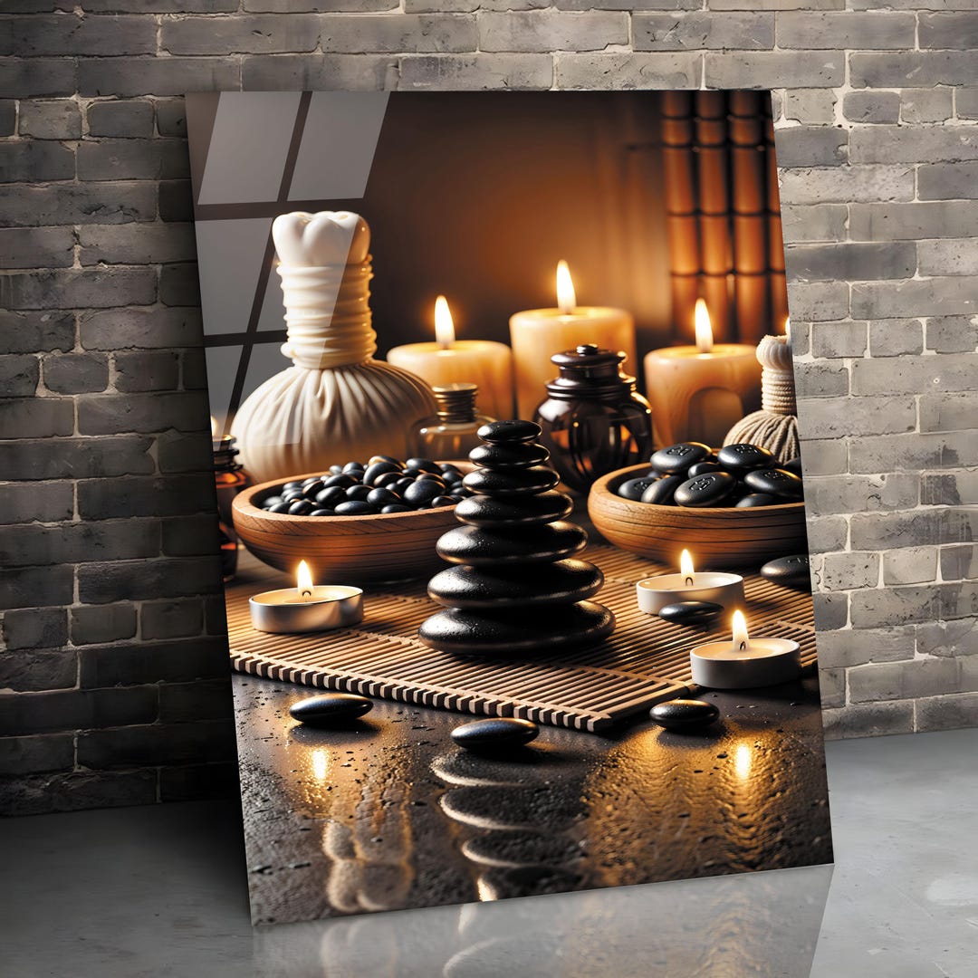 Zen Spa Stones Tempered Glass Wall Art, Yoga Decor - Etsy