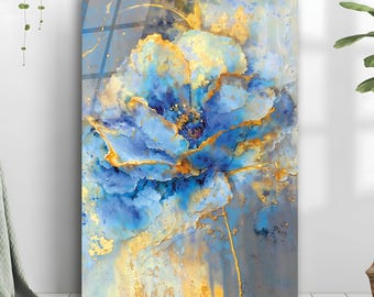 Tempered Glass Flower Wall Art, Abstract Floral Home Decor
