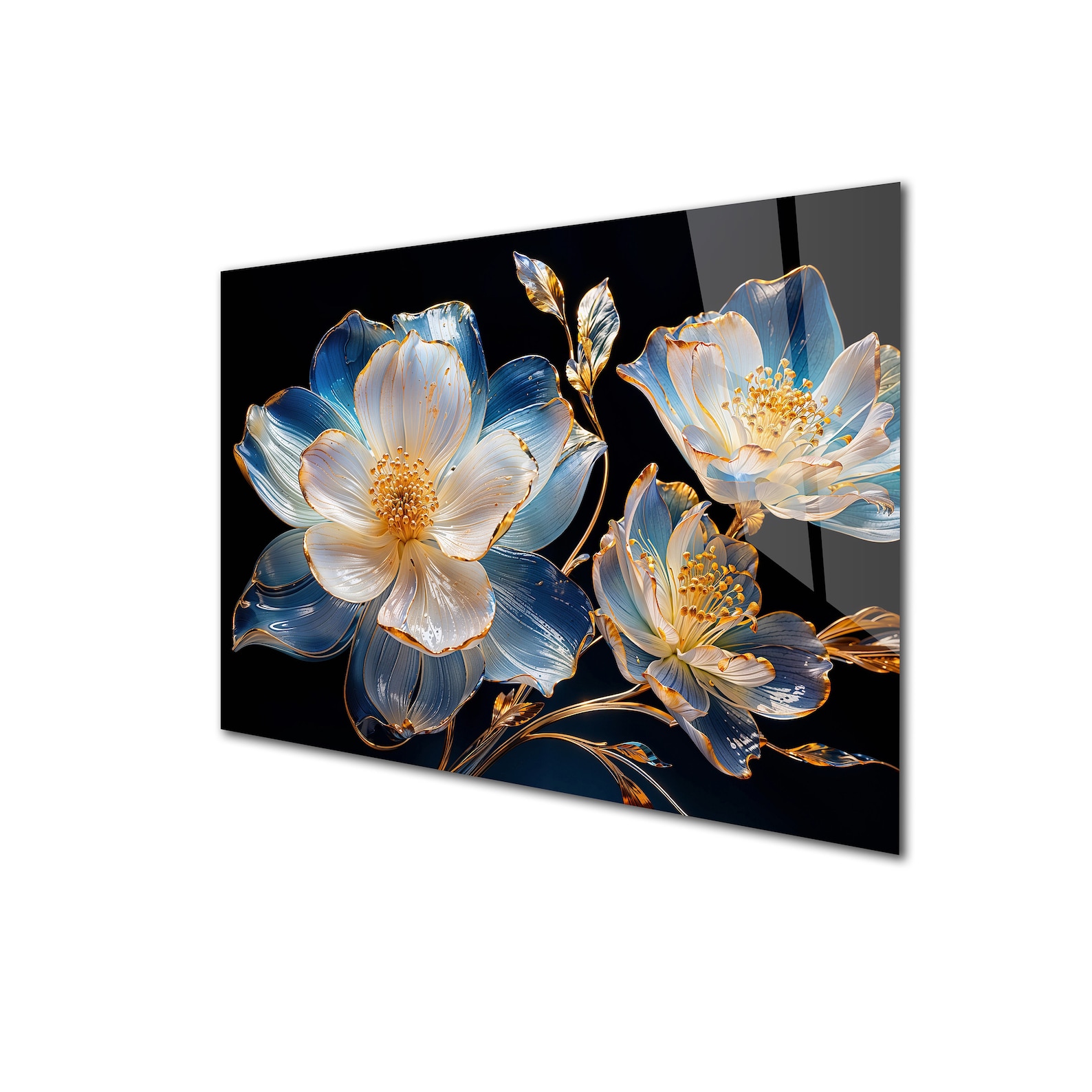 Tempered Glass Floral Wall Art, Stained Look Glass Flower Print - Etsy