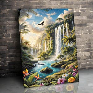 Waterfall Heaven Wall Art, Tempered Glass Wall Art, Glass Printing, Large Glass Wall Art, Modern Glass Art, Wall Hanging, Landscape Wall Art