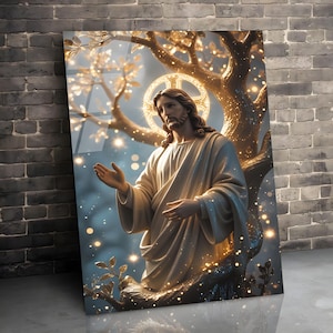 Jesus Tempered Glass Wall Art, Christ Wall Art, Jesus of Nazareth, Stained Glass Art, Glass Printing Wall Art Decor, Religious Wall Art Gift