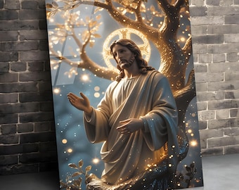 Jesus Tempered Glass Wall Art, Religious Gift