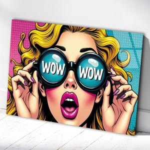 Pop Art Wall Art, Comic Pop Art, Woman WOW, Omg Shock Comic Style, Glass Print Decor, Woman Wall Art, Lip Wall Decor, POP ART Print