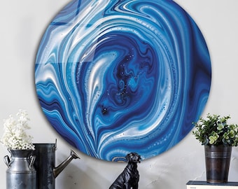 Tempered Glass Wall Art: Round Abstract Print
