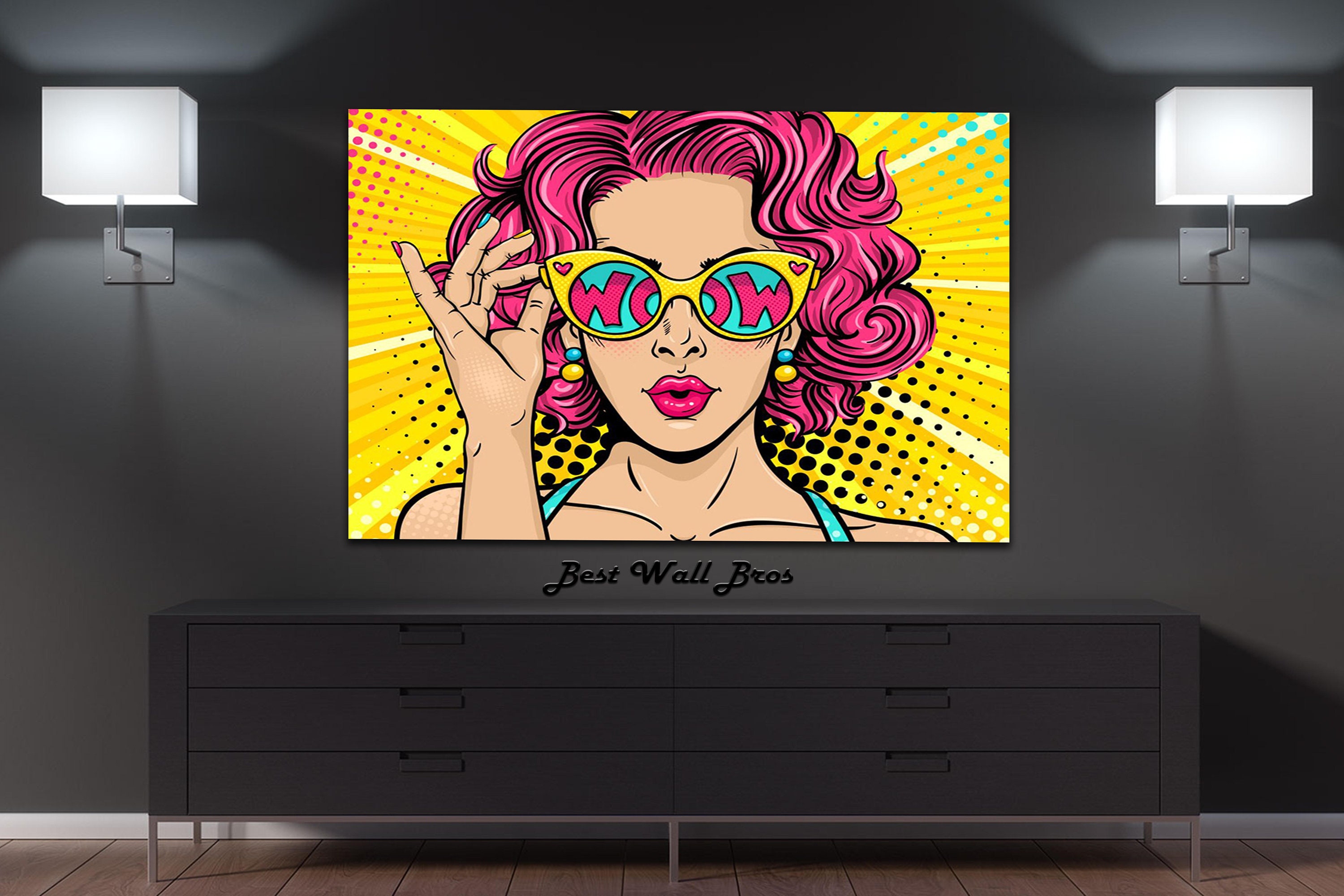 Pop Art Wall Art Comic Pop Art Woman WOW Omg Shock Comic Etsy
