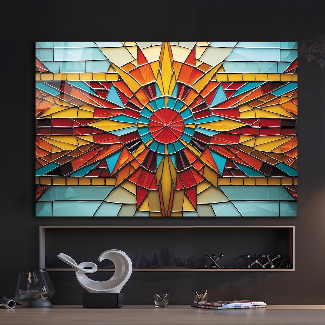 サンフェイクステンドグラスアート、強化ガラス壁装飾 - Etsy 日本