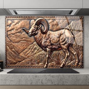 Copper Look American Sheep Backsplash, Tempered Glass Kitchen Backsplash, Glass Backsplash of Kitchen, Kitchen Stove Splash Back, Backsplash
