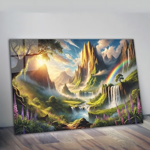 Waterfall Heaven Wall Art, Tempered Glass Wall Art, Glass Printing, Large Glass Wall Art, Modern Glass Art, Wall Hanging, Landscape Wall Art