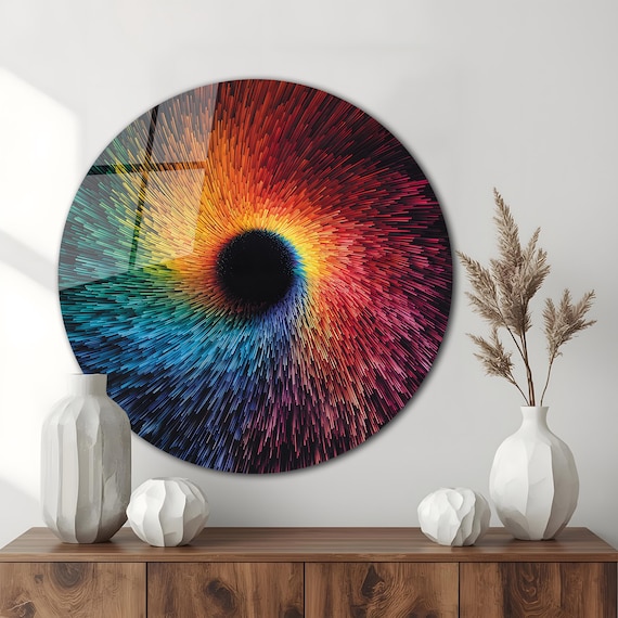 Tempered Glass Wall Art-Stained Look Round Wall Art Gift-Circle Wall Art-Tempered Glass Art-Glass Wall Decor-Abstract Glass Art-Round Decor