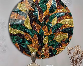 Gehard glas gebrandschilderd glasprint, mozaïekbladeren muurkunst