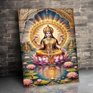 Goddess Wall Art, Lakshmi Wall Art, Glass Wall Art Large, Tempered Glass Wall Art, Hindu God Wall Art, Glass Printing, Lakshmi Wall Decor