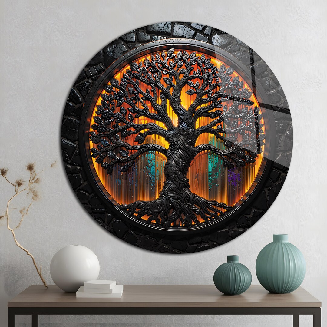 Tempered Glass Tree of Life Wall Art | Stained Pattern Decor - Etsy