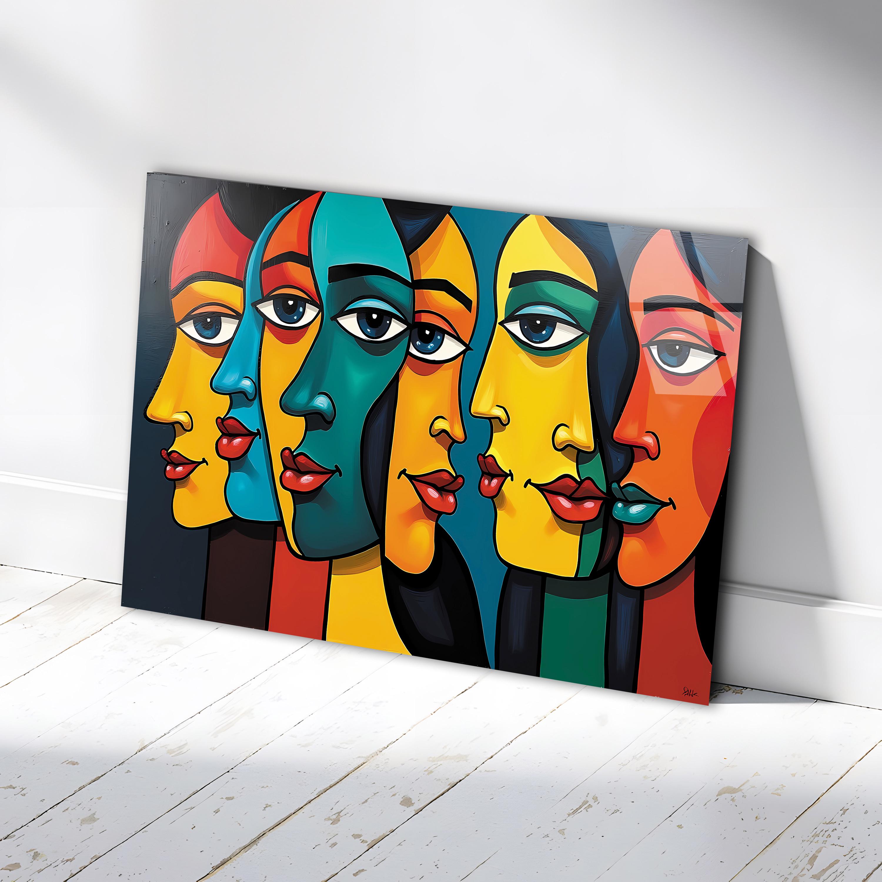 Picasso Inspired Tempered Glass Wall Art, Abstract Faces - Etsy