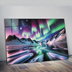 Gehärtetes Glas Wand Kunst-Panoramic Wand Kunst-Wand-Dekor--Glas Druck-Extra Große Wand Kunst-Wandbehänge-Mega Size Panorama Print, Aurora