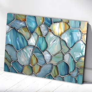 Glass Wall Art Ocean Tempered Glass Art Sea Wave Wall Hanging Blue Water Decor Large Wall Art